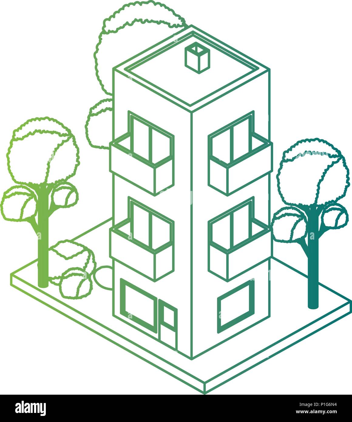 building with landscape isometric icon Stock Vector Image & Art - Alamy