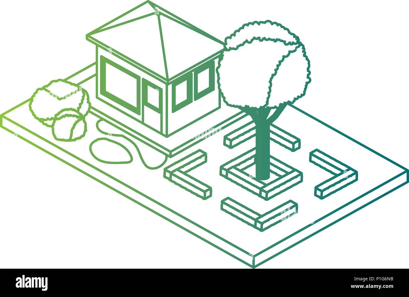 exterior house with landscape isometric icon Stock Vector Image & Art ...