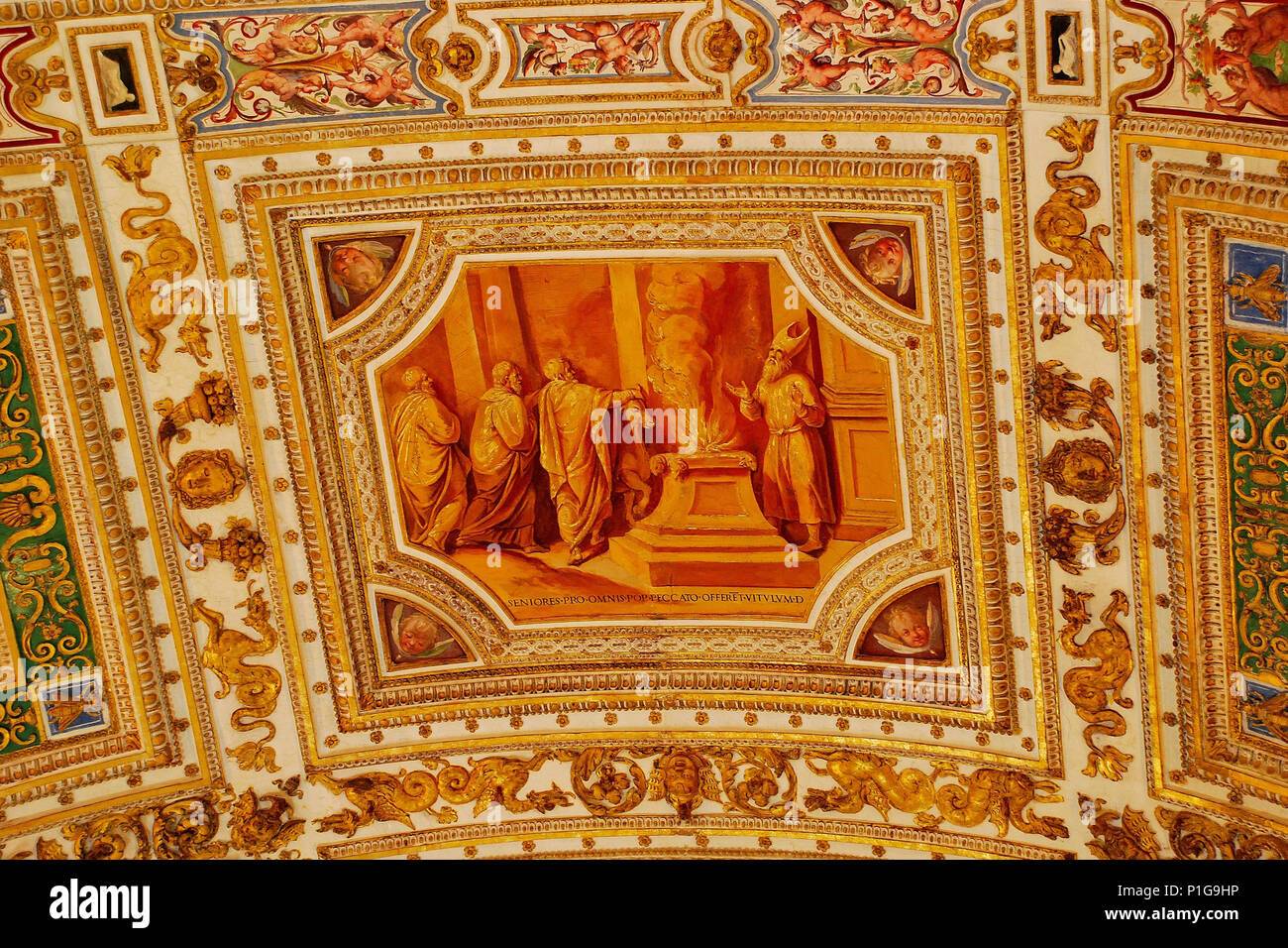 Colourful Paintings On Ceiling Wall Of Vatican Museum