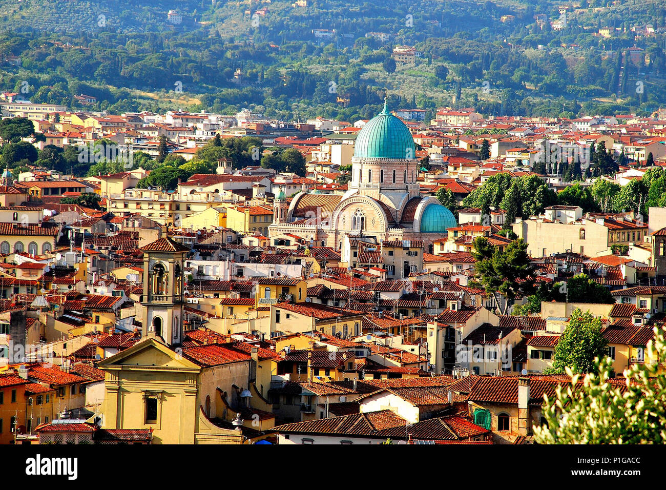 Arial view of Florence City from the Michelangelo Square, Florence, Italy, Europe Stock Photo