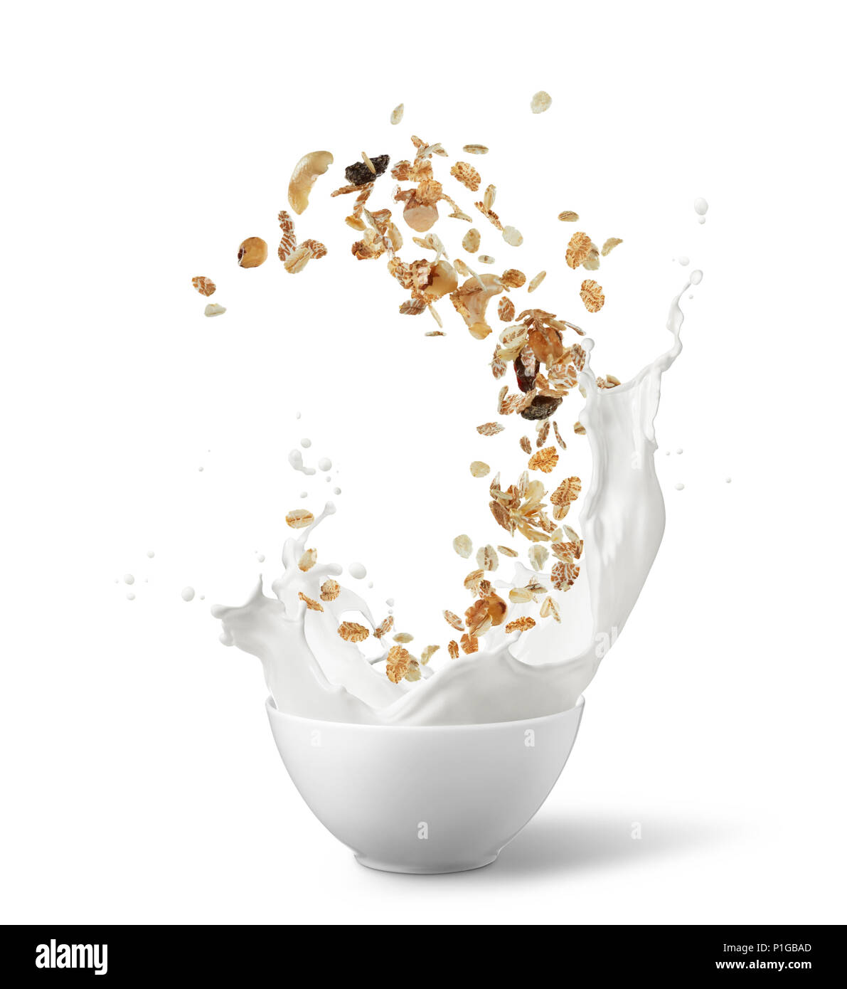 Cereal Bowl With Milk Splashing