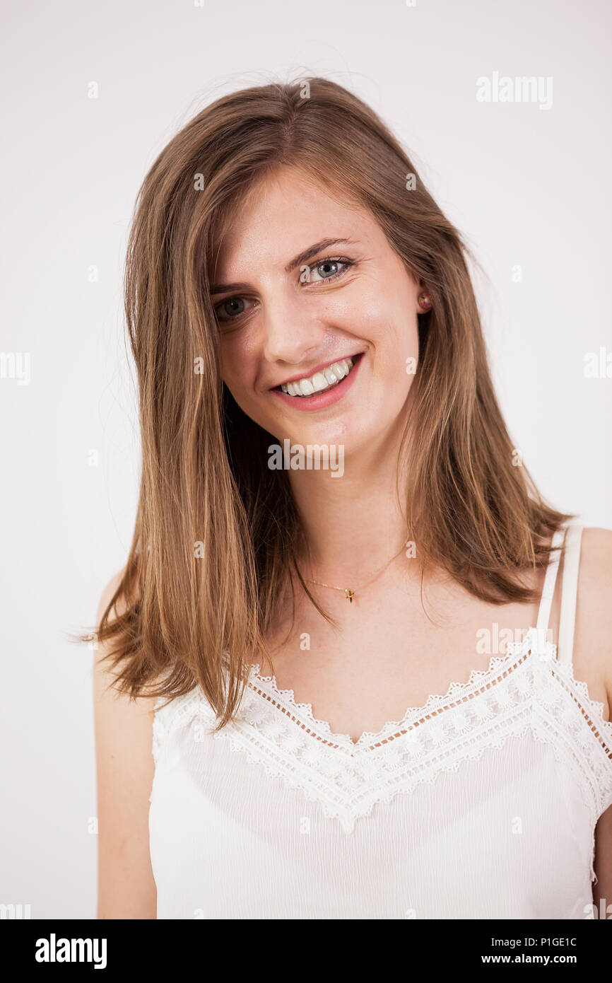 Close up portrait of beautiful young woman Stock Photo - Alamy