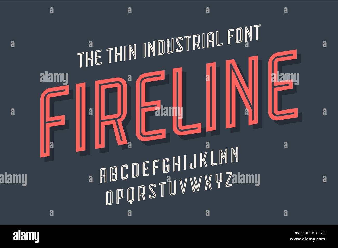 Alphabet and font Fire Line Stock Vector