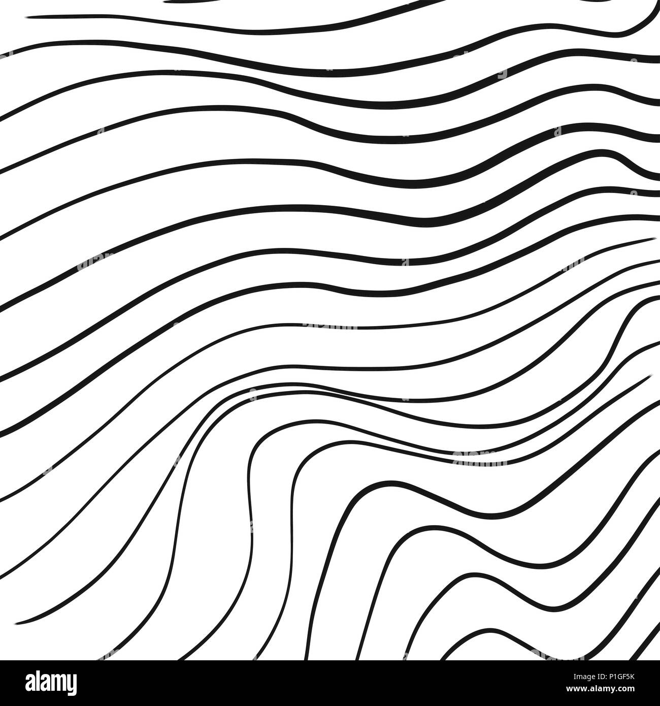 Hand-drawn line art wavy pattern, vector illustration Stock Vector
