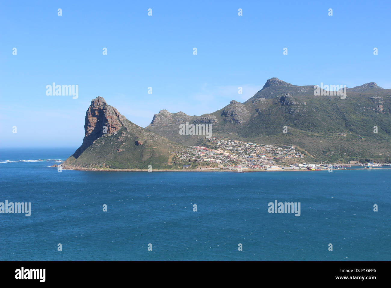 View of Hout Bay from Chapman's Peak Stock Photo