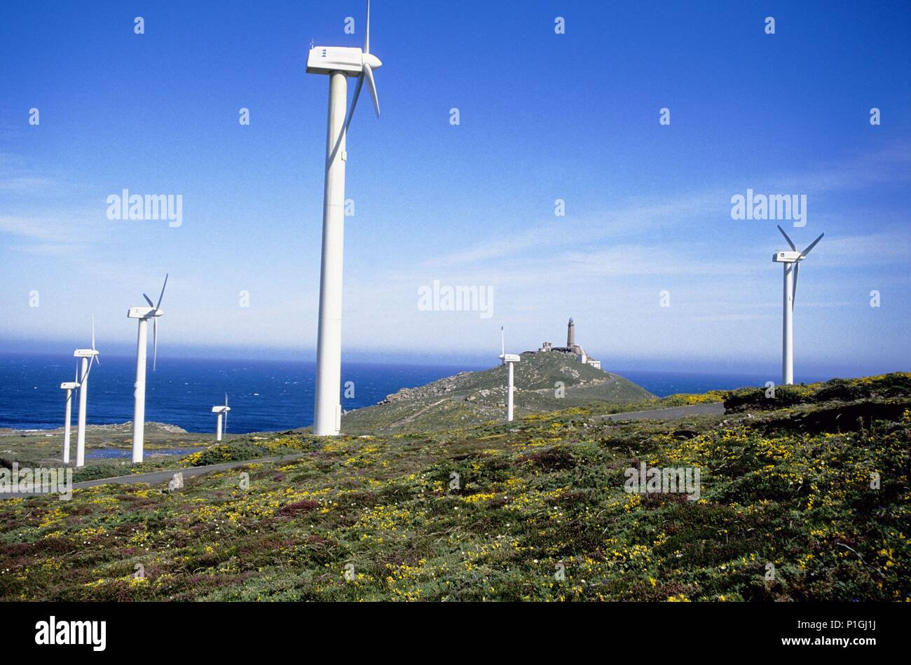 SPAIN - Galicia - Rías Altas - A CORUÑA. Cabo Vilán, cerca de?, parque eólico, Ría Camariñas, Costa de la Muerte, Rías Altas. Stock Photo
