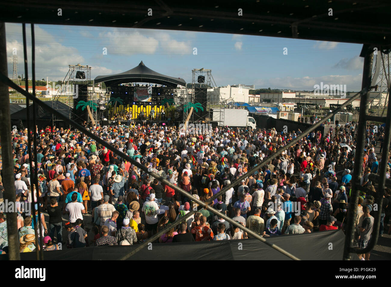 Jimmy Buffett and the Coral Reefers perform at a concert on Camp Foster, Okinawa, Japan, October 28, 2016. This is the first time Buffett has performed in Okinawa. The show was a free concert scheduled as part of the “I Don’t Know” tour. (U.S. Marine Corps photo by PFC Jonah Baase) Stock Photo