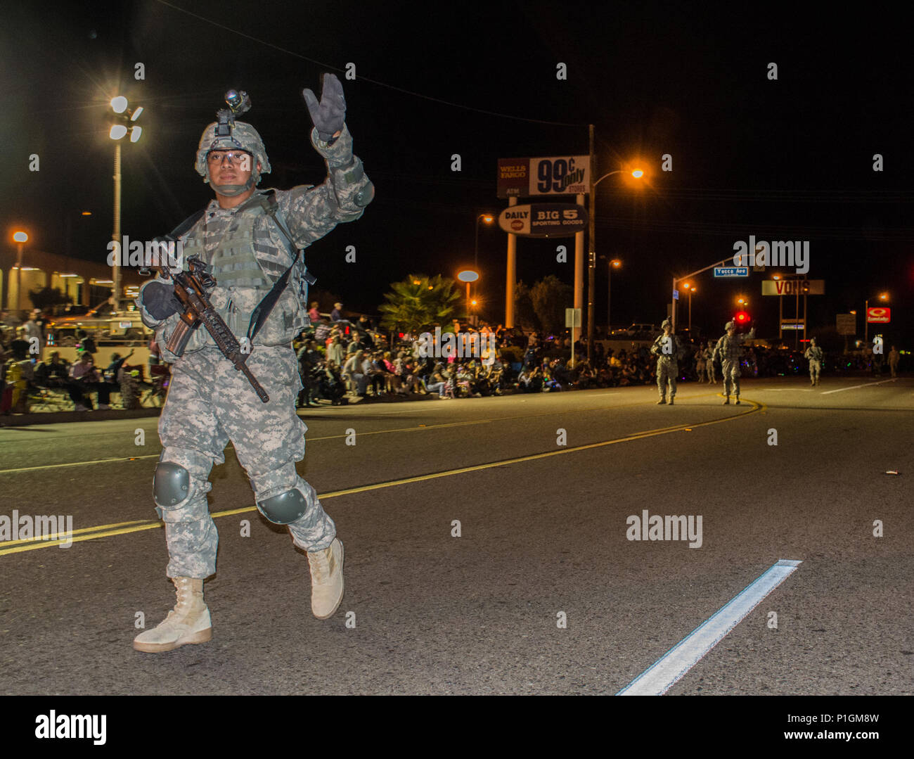 BARSTOW, Calif. 11th Armored Cavalry Regiment Troopers wave to the
