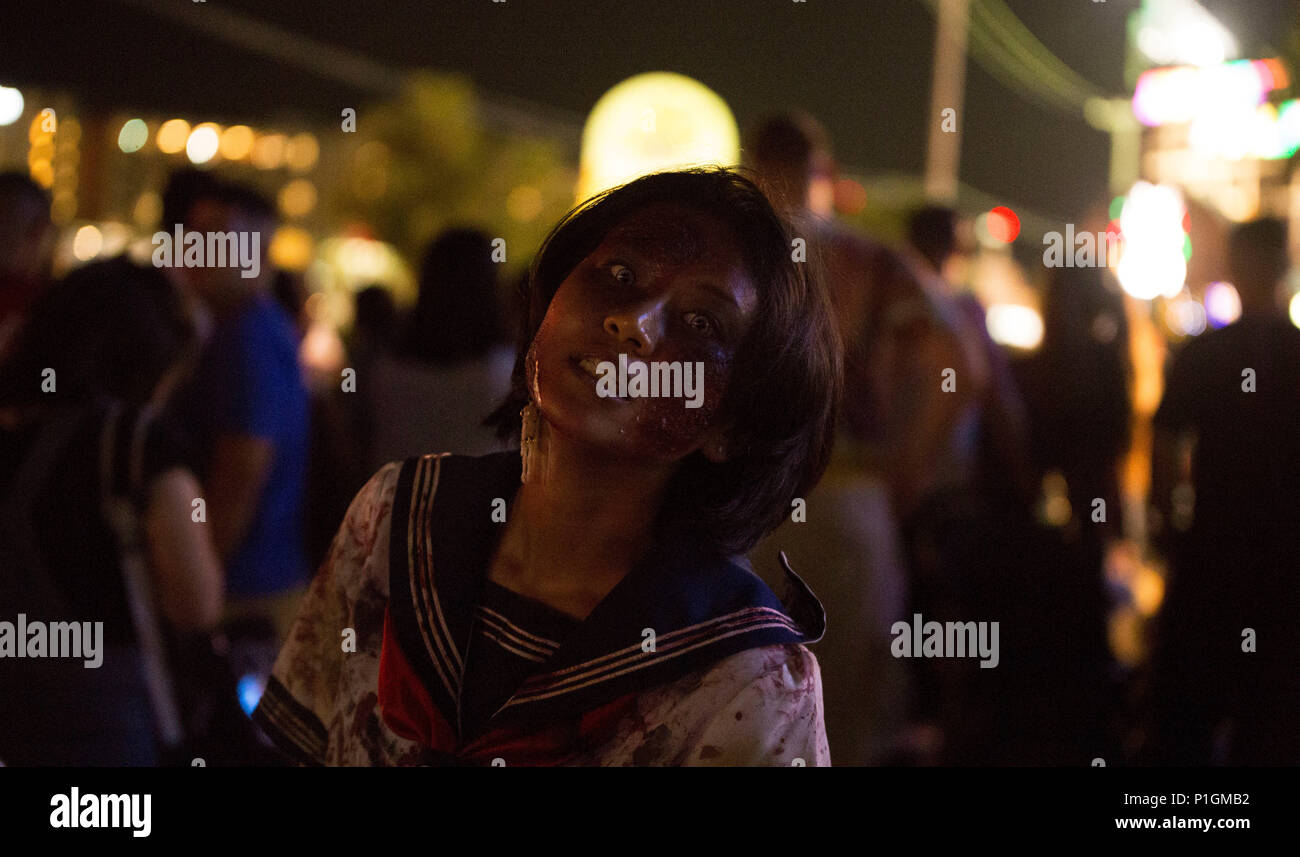Momoka Fujita From Okinawa City Okinawa Japan Participates In The 6th Annual Okinawa Zombie Walk At American Village Okinawa Japan On October 30 16 The Event Was An Opportunity For Local And