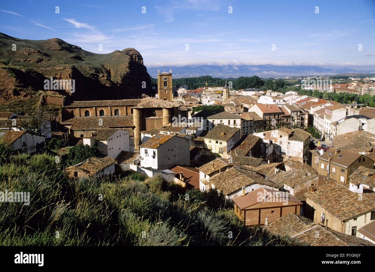 Nájera; vista del pueblo y monasterio de Santa María La Real (Camino de Santiago). Stock Photo