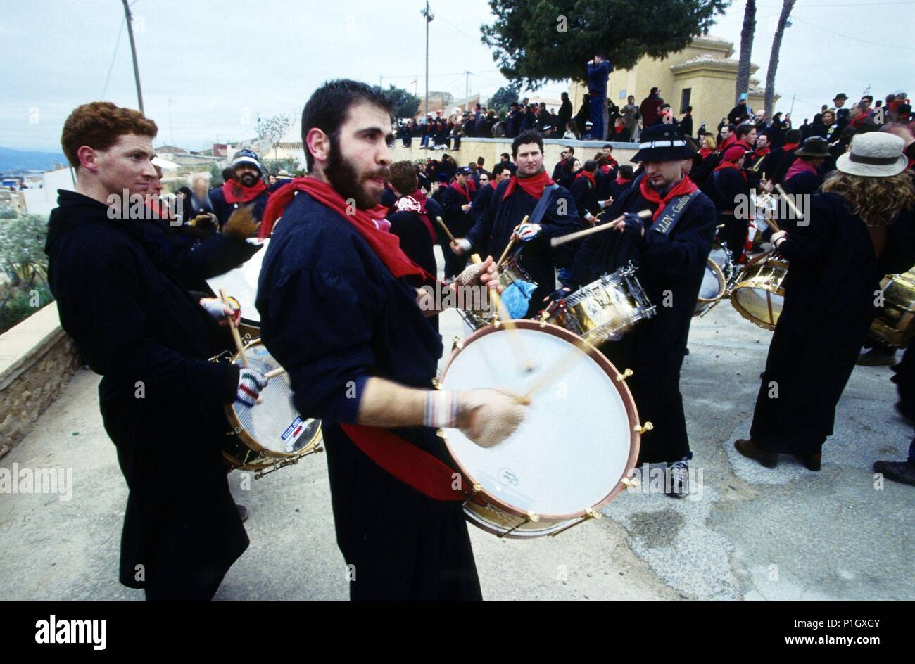 Hellín; 'tamborada' (big drum procession) at the Holy Week / Semana Santa. Stock Photo