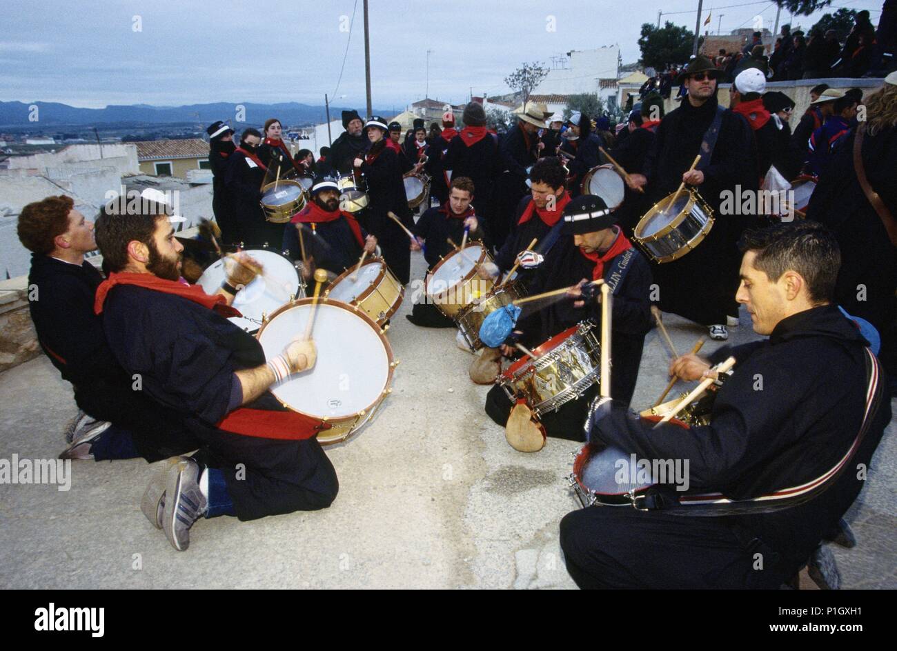 Hellín; 'tamborada' (big drum procession) at the Holy Week / Semana Santa. Stock Photo