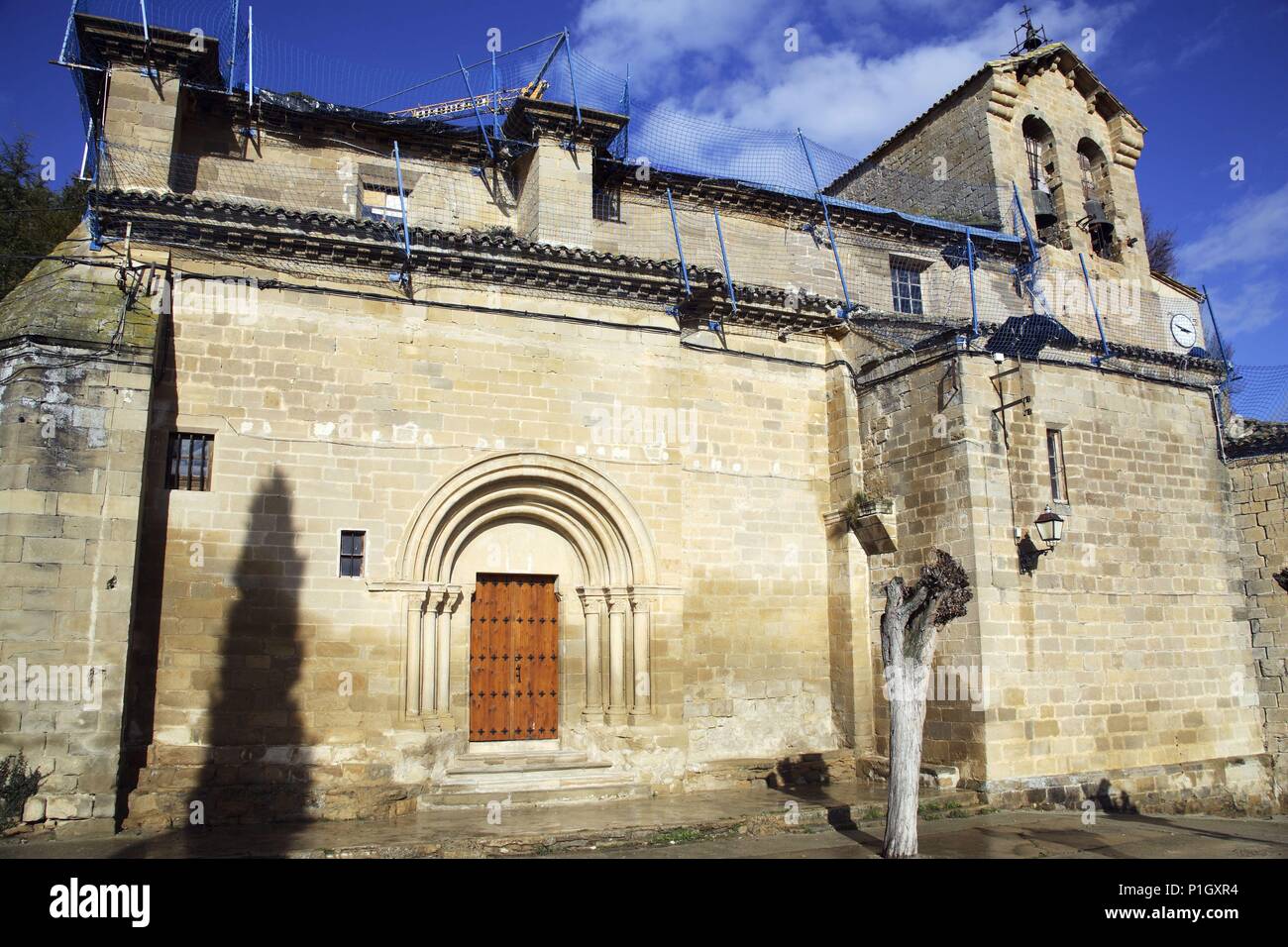SPAIN - Tafalla (district) - NAVARRA. Eslava; Iglesia de san Miguel (románica reformada). Stock Photo