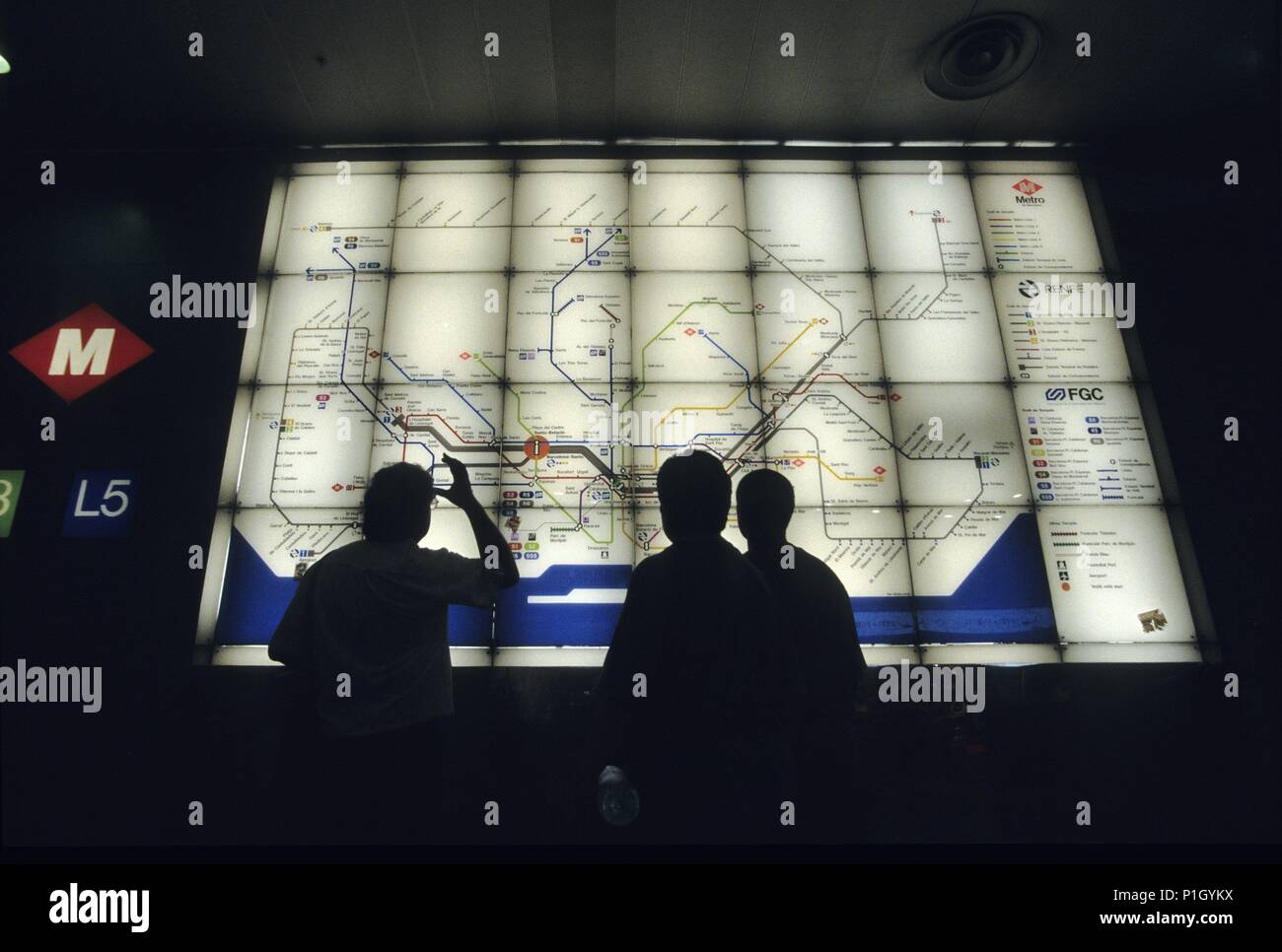 Sants Estació,  plano de red de Metro (L5 y L3). Stock Photo