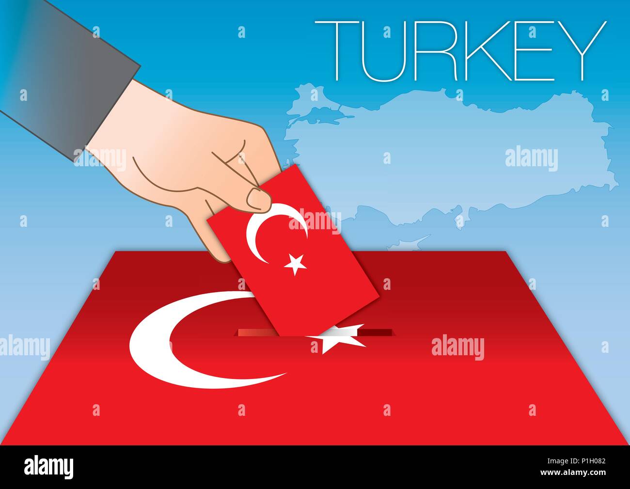 Turkey, elections, ballot box with symbols, vector illustration Stock Vector