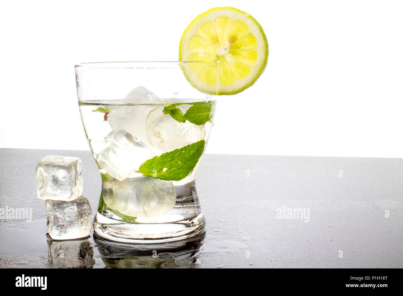 colorful cocktails in glass beaker with ice Stock Photo