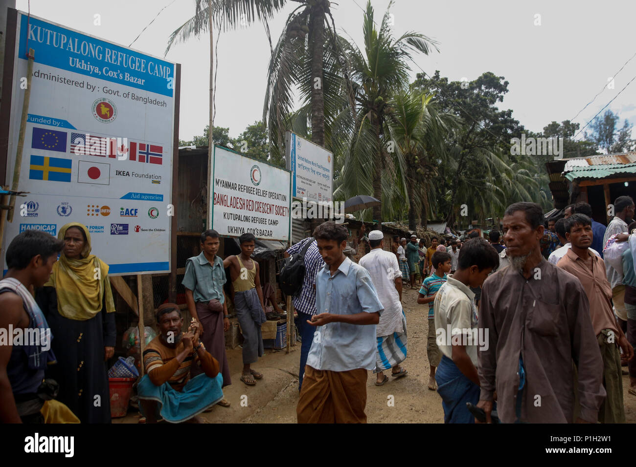 Entrance of the Kutupalong Refugee camp at Ukhia in Cox's Bazar, Bangladesh Stock Photo