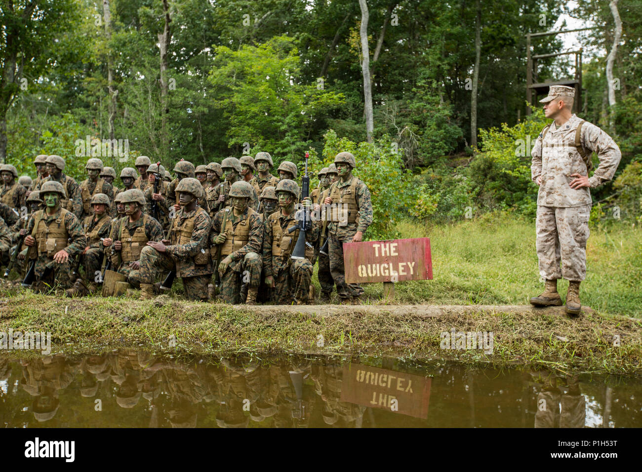A U.S. Marine Corps Gunnery Sgt., a sergeant instructor with Officer