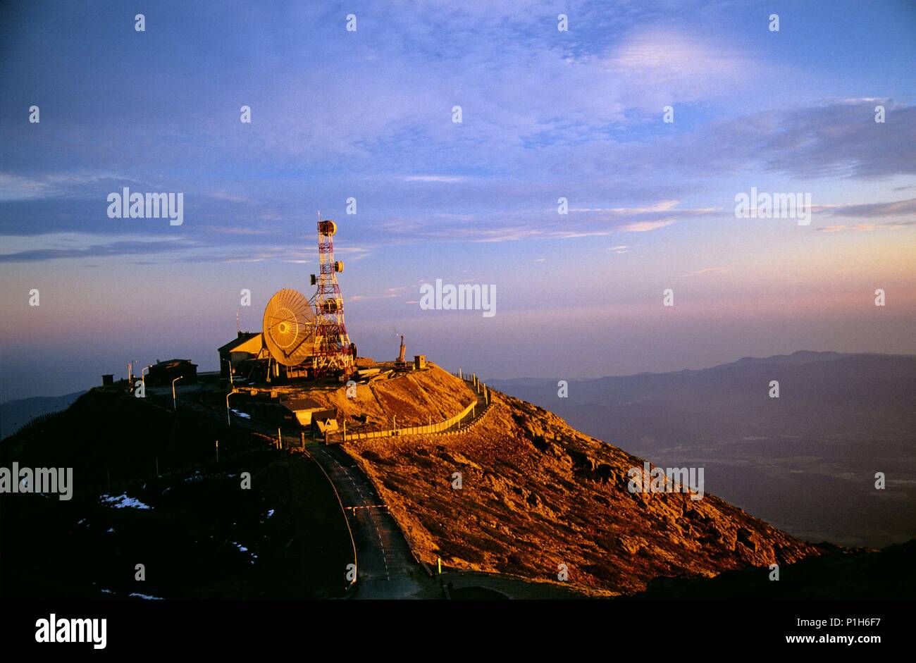 Montseny Natural Park; the 'Turó de L´Home' mountain with comunication antenna. Stock Photo