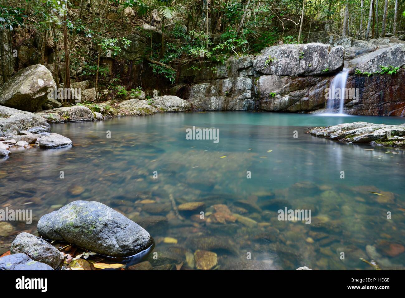 Tranquil blue waters of Rope falls, Paluma Range National Park