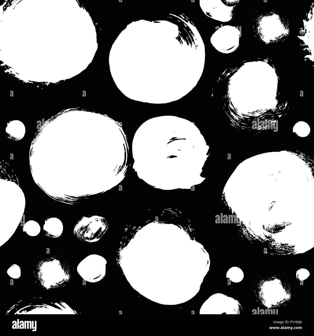 Seamless black and white pattern with abstract circles Stock Vector ...