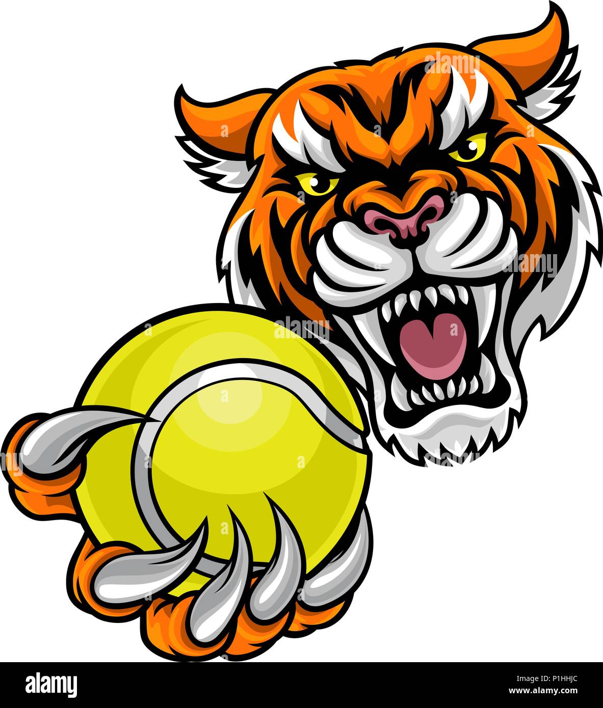 Tiger Holding Tennis Ball Mascot Stock Vector Image & Art - Alamy