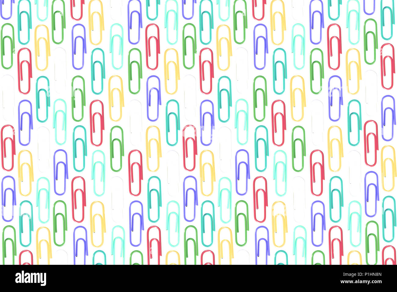 Paper Clips Pattern. Office Stationery Equipment Background. Stock Photo
