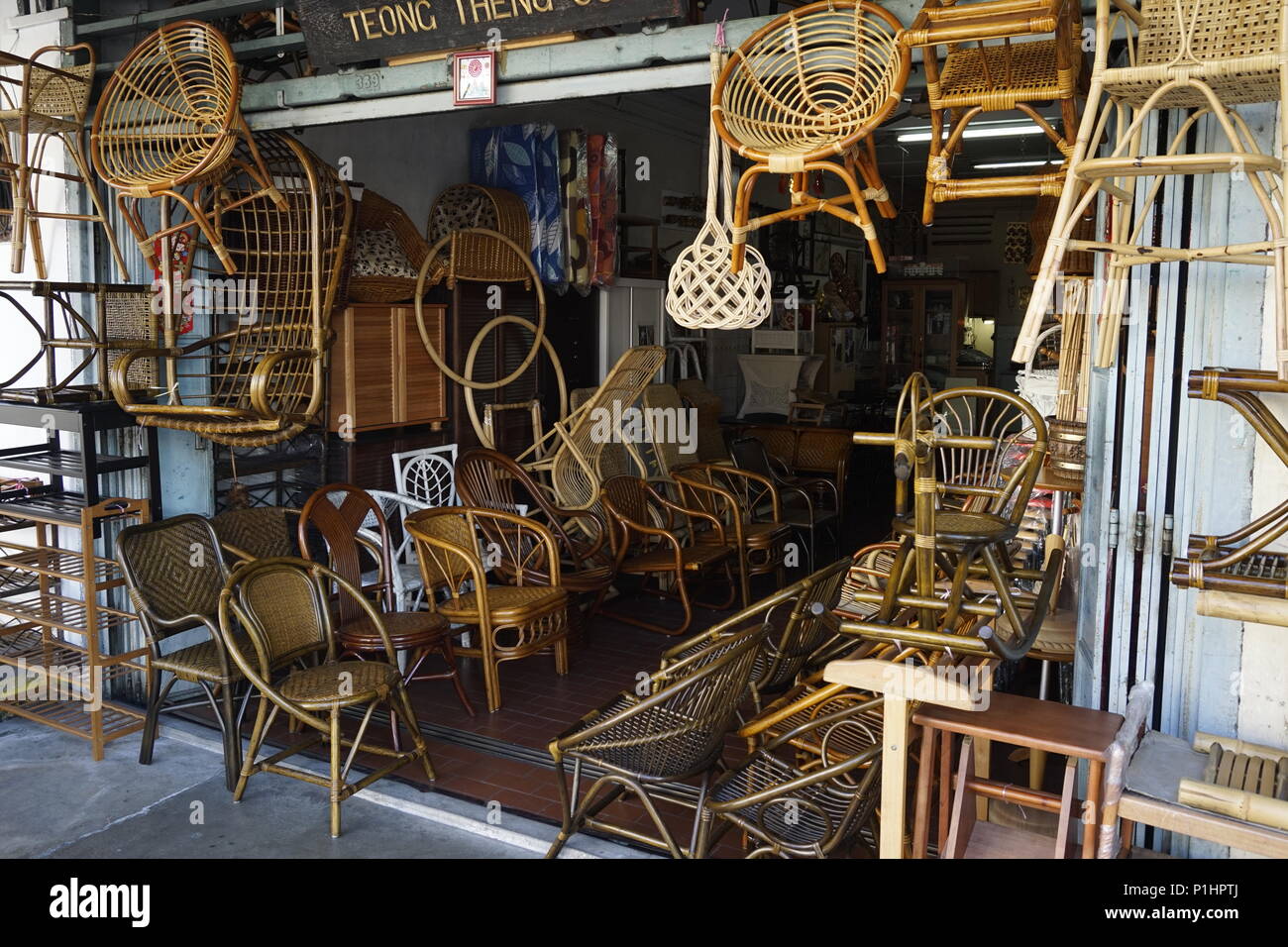 Rattan Furniture Shop In Joo Chiat Road Singapore Stock Photo