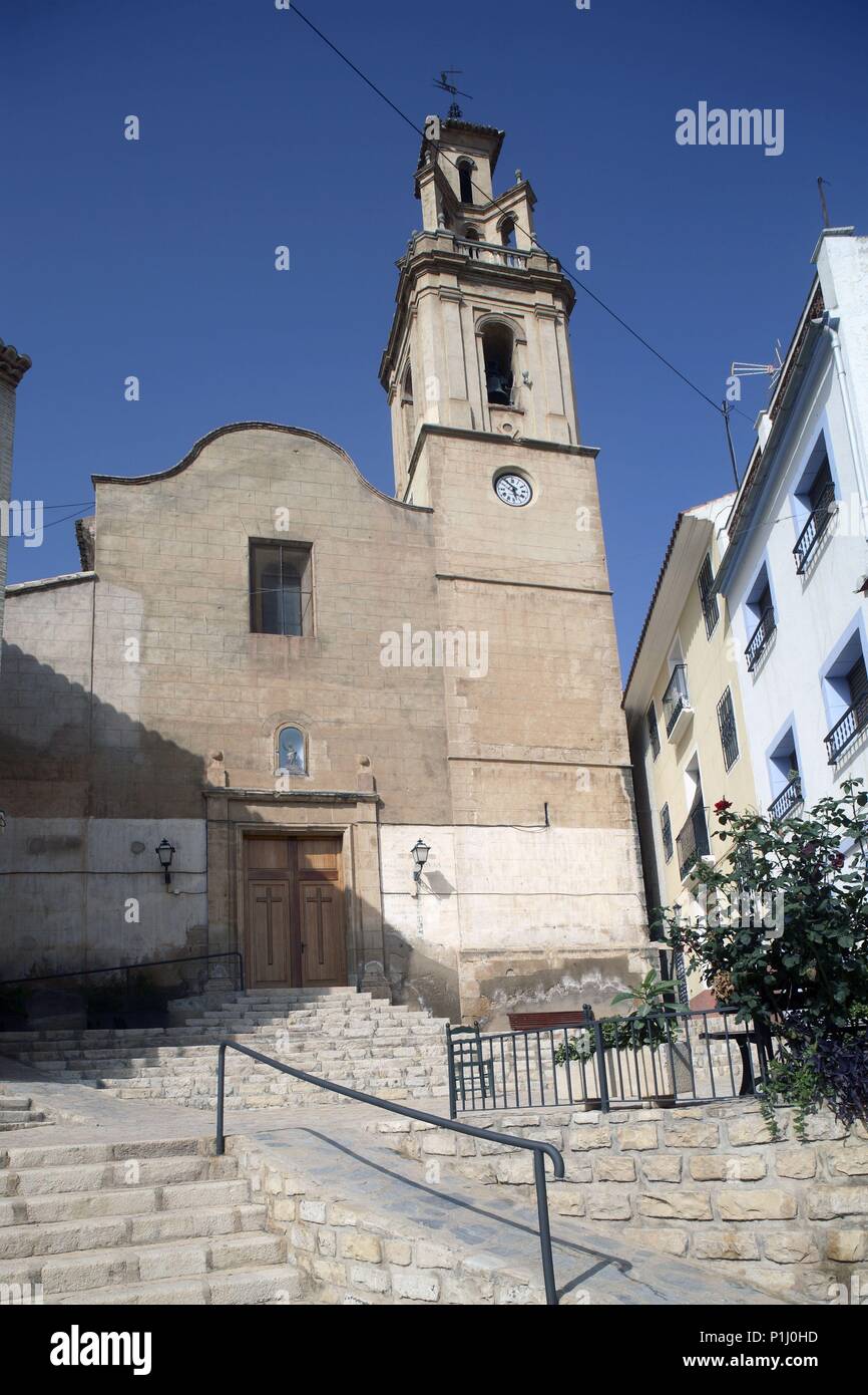 SPAIN - Valencia autonomous region - Marina Baixa (district) - Alicante. Finestrat; Iglesia parroquial (pueblo serrano cerca de Vila Joisa / Vilajoyosa). Stock Photo