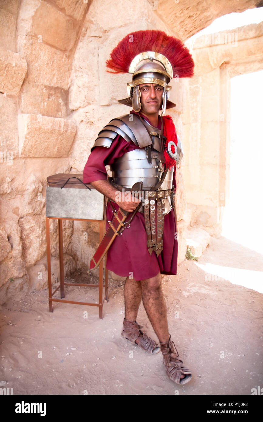 JERASH, JORDAN - SEPTEMBER 09 - Man dressed up as Roman legionary soldier  during the Festivale of medieval historical costume in Jerash, Jordan on  Stock Photo - Alamy