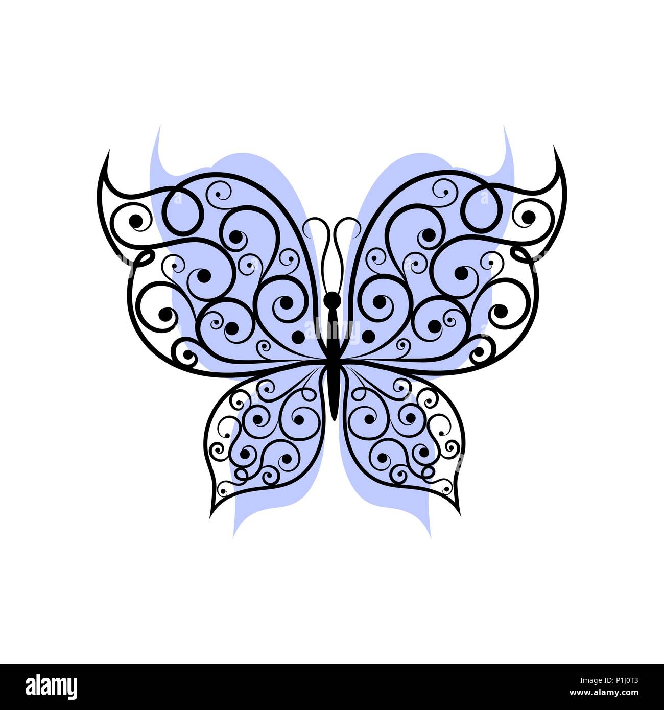 Beautiful butterfly with swirl pattern. Stock Vector