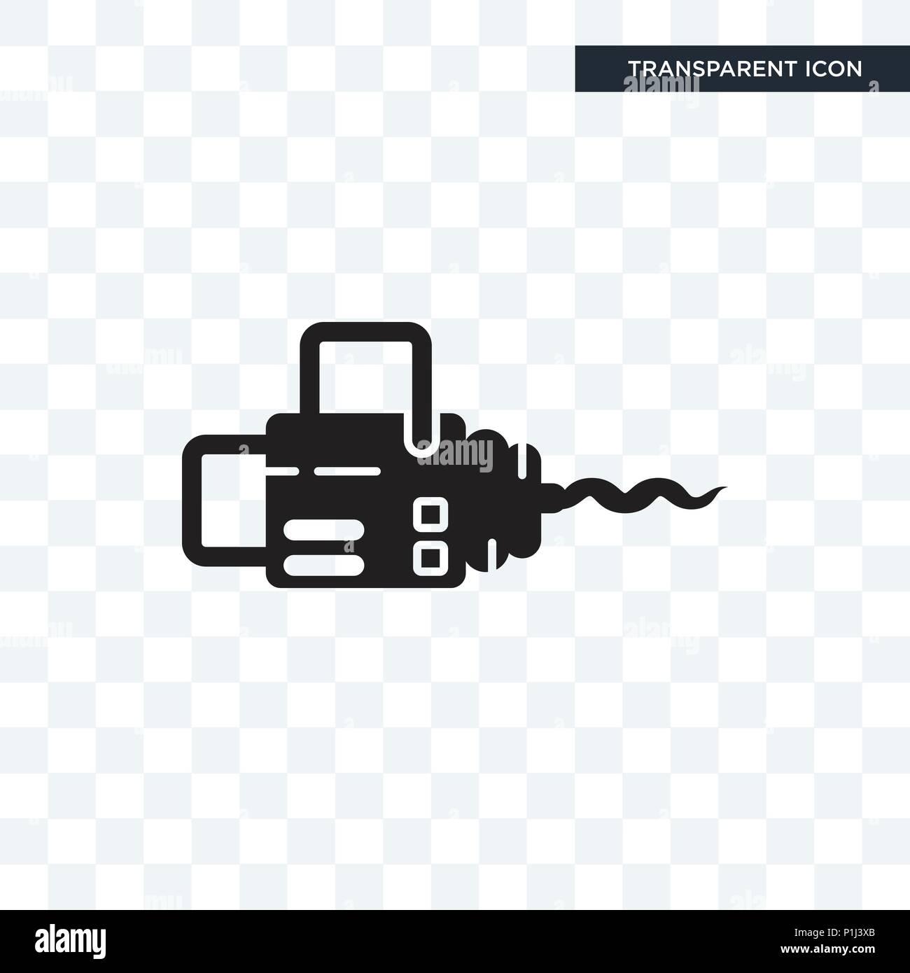 Chainsaw vector icon isolated on transparent background, Chainsaw logo concept Stock Vector