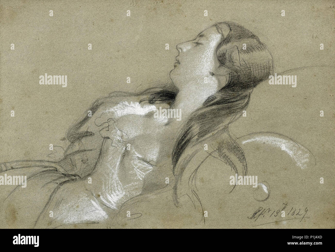 Landseer  Sir Edwin Henry - a Sketch of a Sleeping Lady Stock Photo