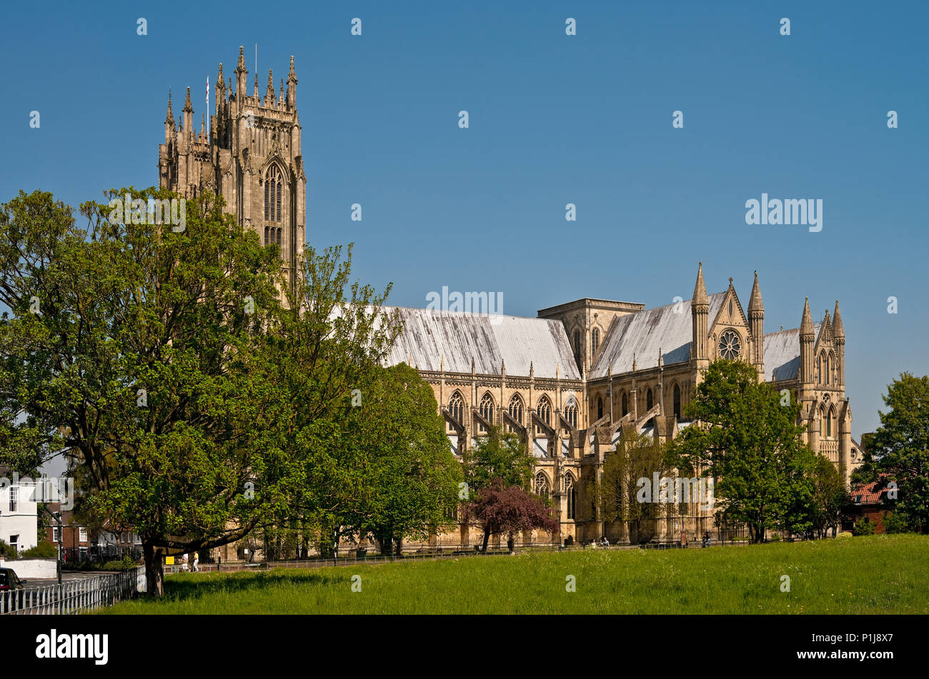 Beverley Minster exterior the Parish Church of St. John and St Martin in spring Beverley East Yorkshire England UK United Kingdom GB Great Britain Stock Photo