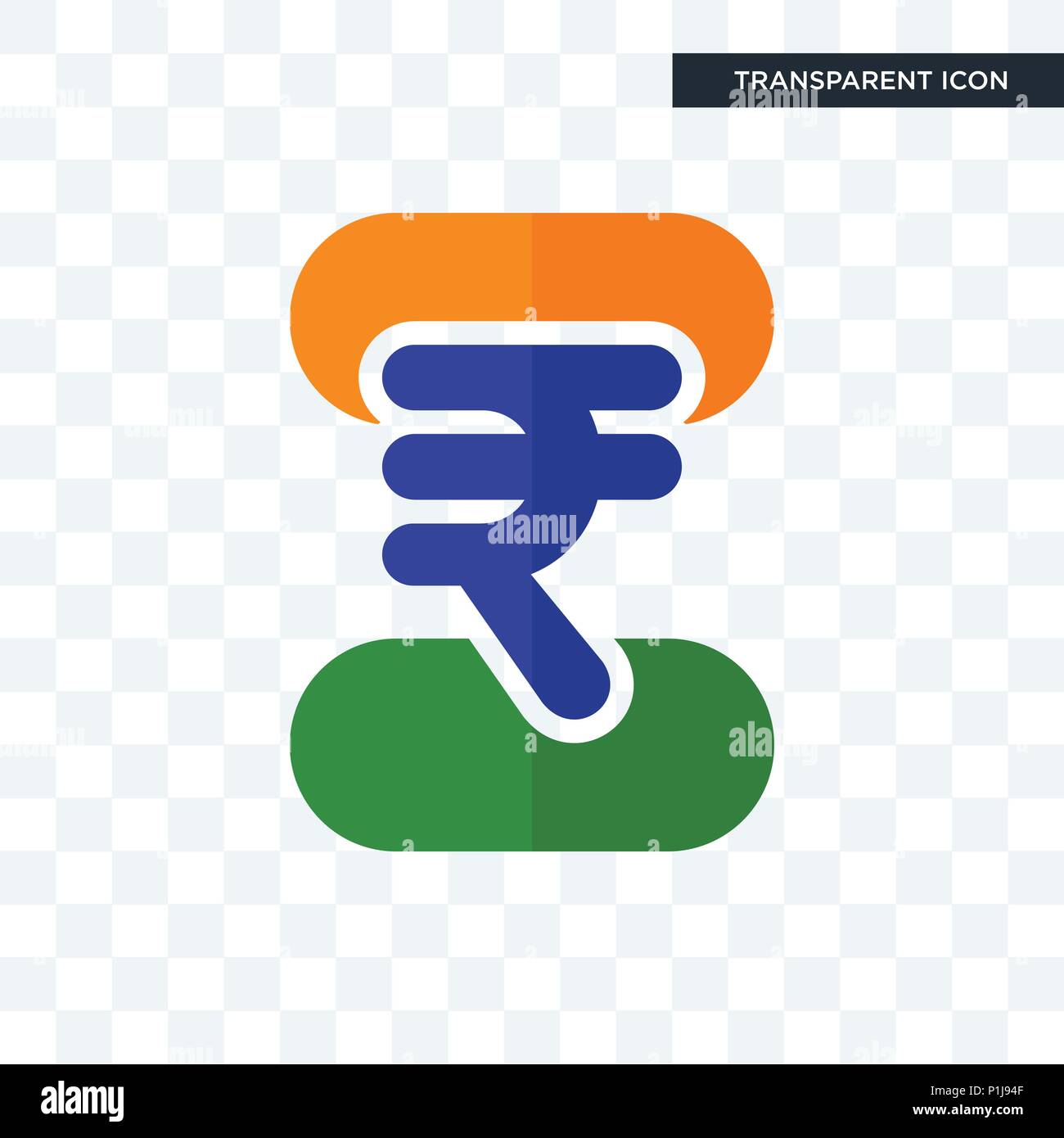 Indian Rupee Vector Icon Isolated On Transparent Background