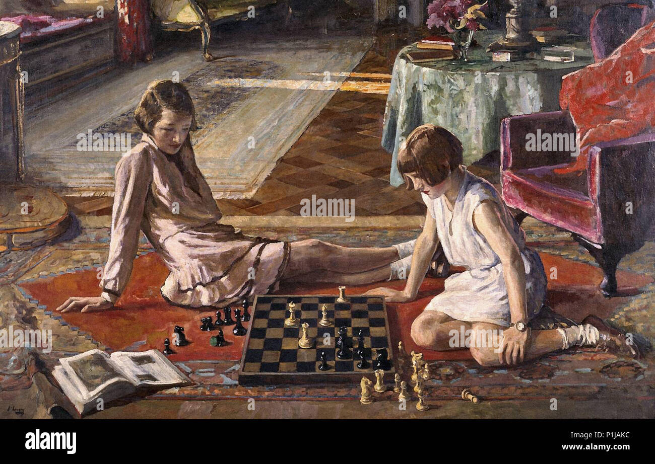 Lavery Sir John the Chess Players Stock Photo Alamy