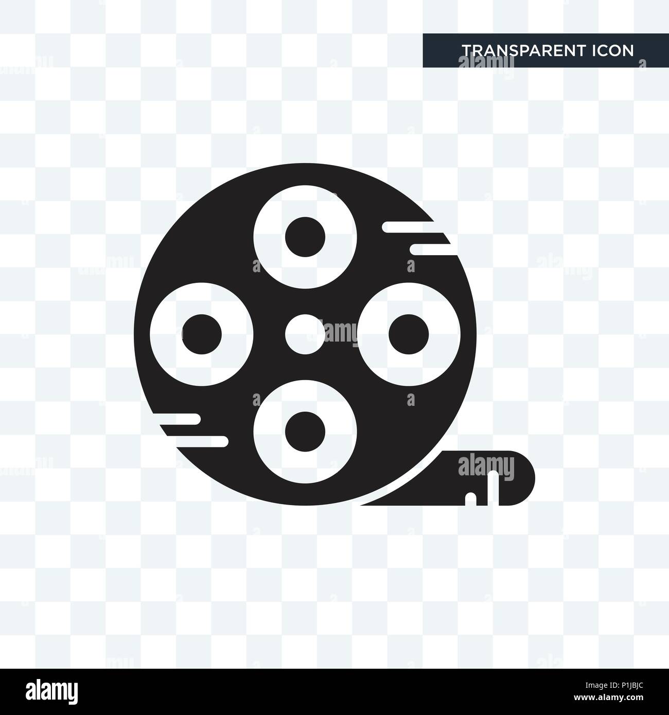 Film reel vector icon isolated on transparent background, Film