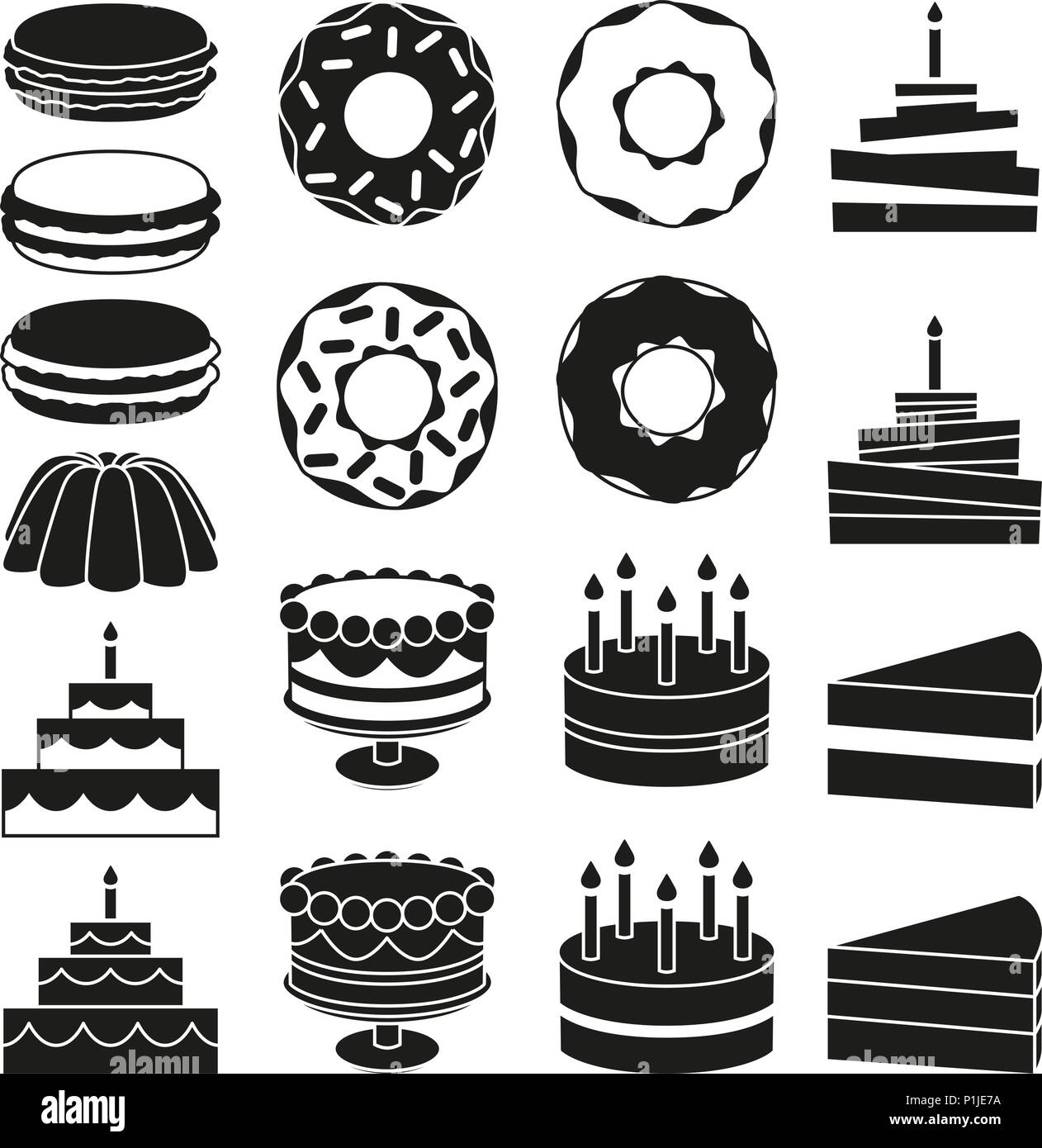 Black and white 18 dessert icon silhouette set Stock Vector Image & Art -  Alamy