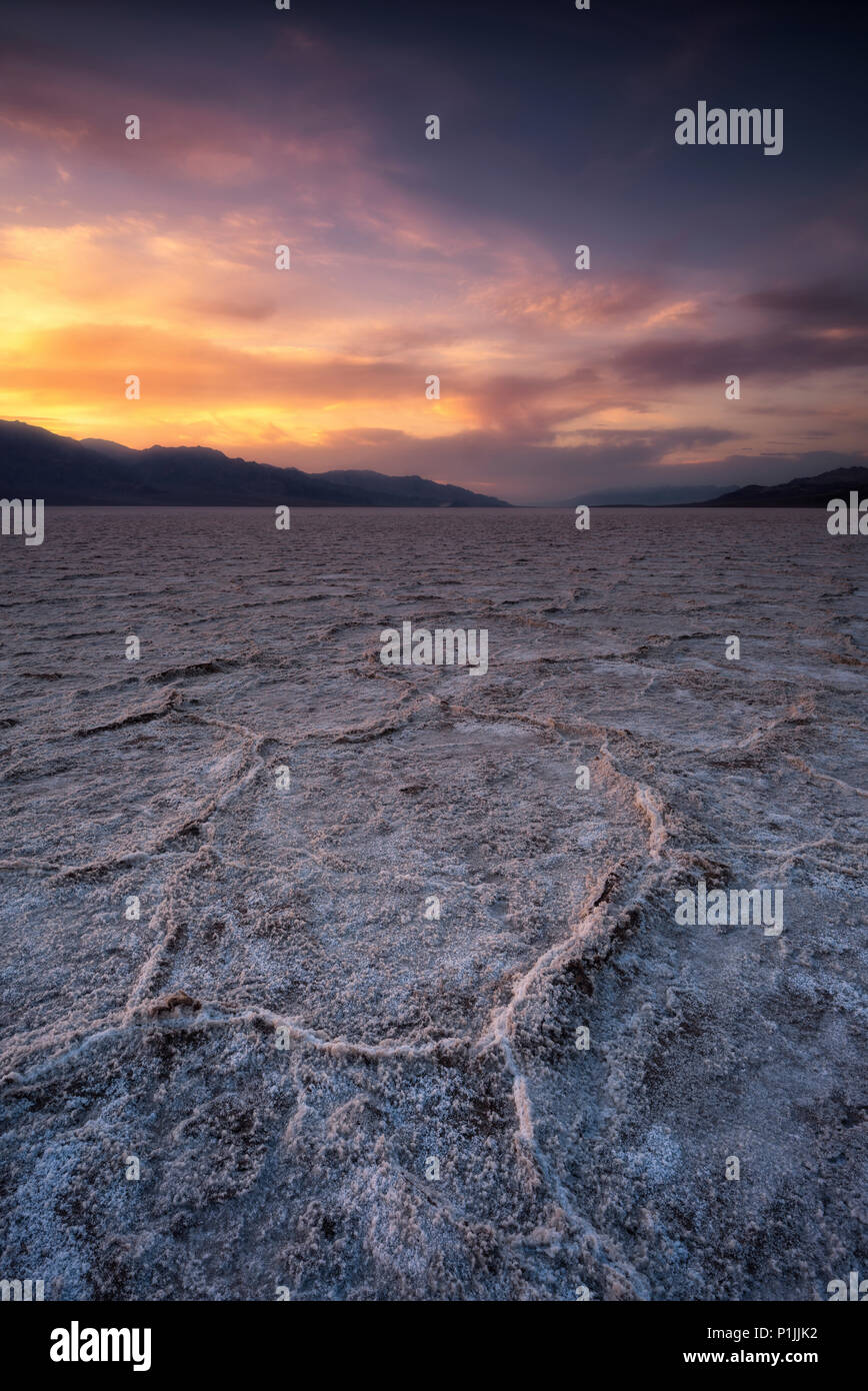 Salty ground of Badwater, Death Valley National Park, California, USA Stock Photo