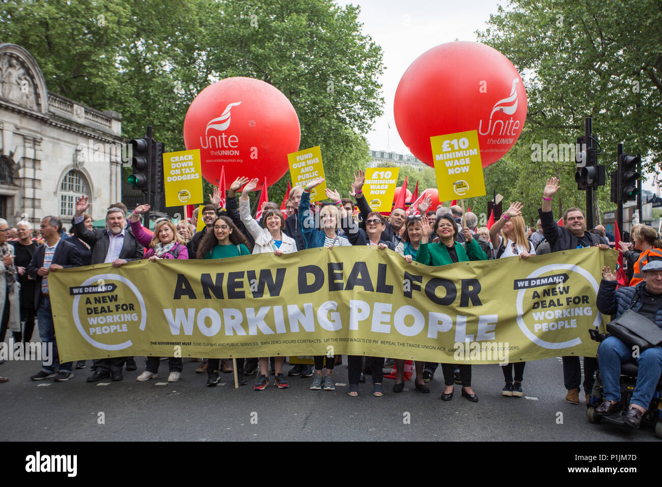 TUC march and rally 2018. Thousands of people march through London to demand a new deal for working people.  Featuring: Atmosphere, View Where: London, England, United Kingdom When: 12 May 2018 Credit: Wheatley/WENN Stock Photo