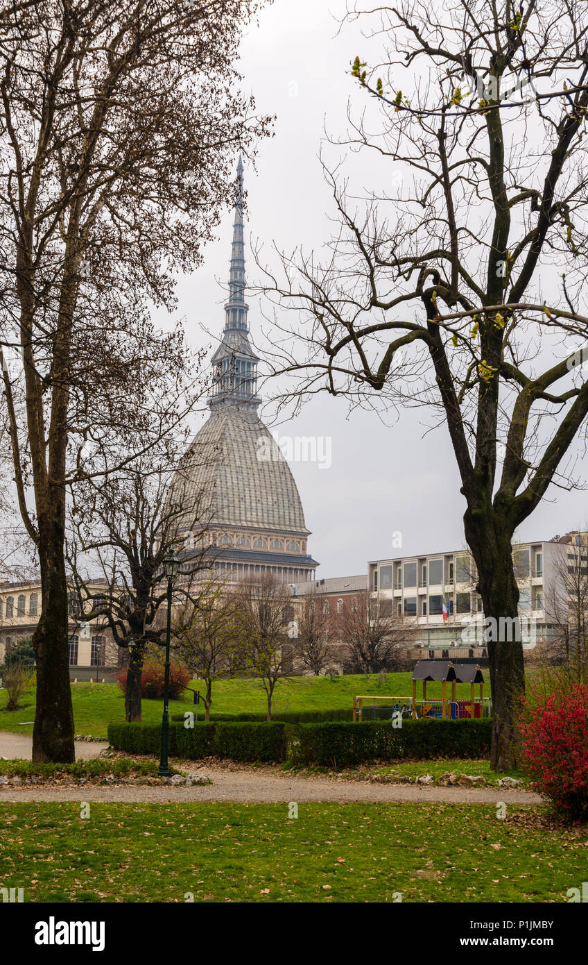 Mole Antonelliana tower in Turin, Italy is one of the most famous landmarks in this Italian city Stock Photo