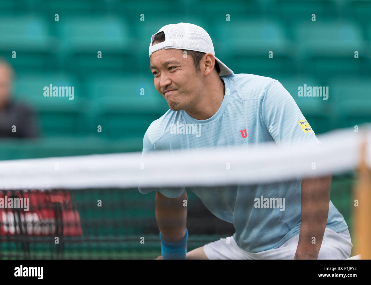 Tatsuma Ito in action during the Nature Valley Open match between Cameron Norrie of Great Britain and Tatsuma Ito of Japan at Nottingham Tennis Centre Stock Photo