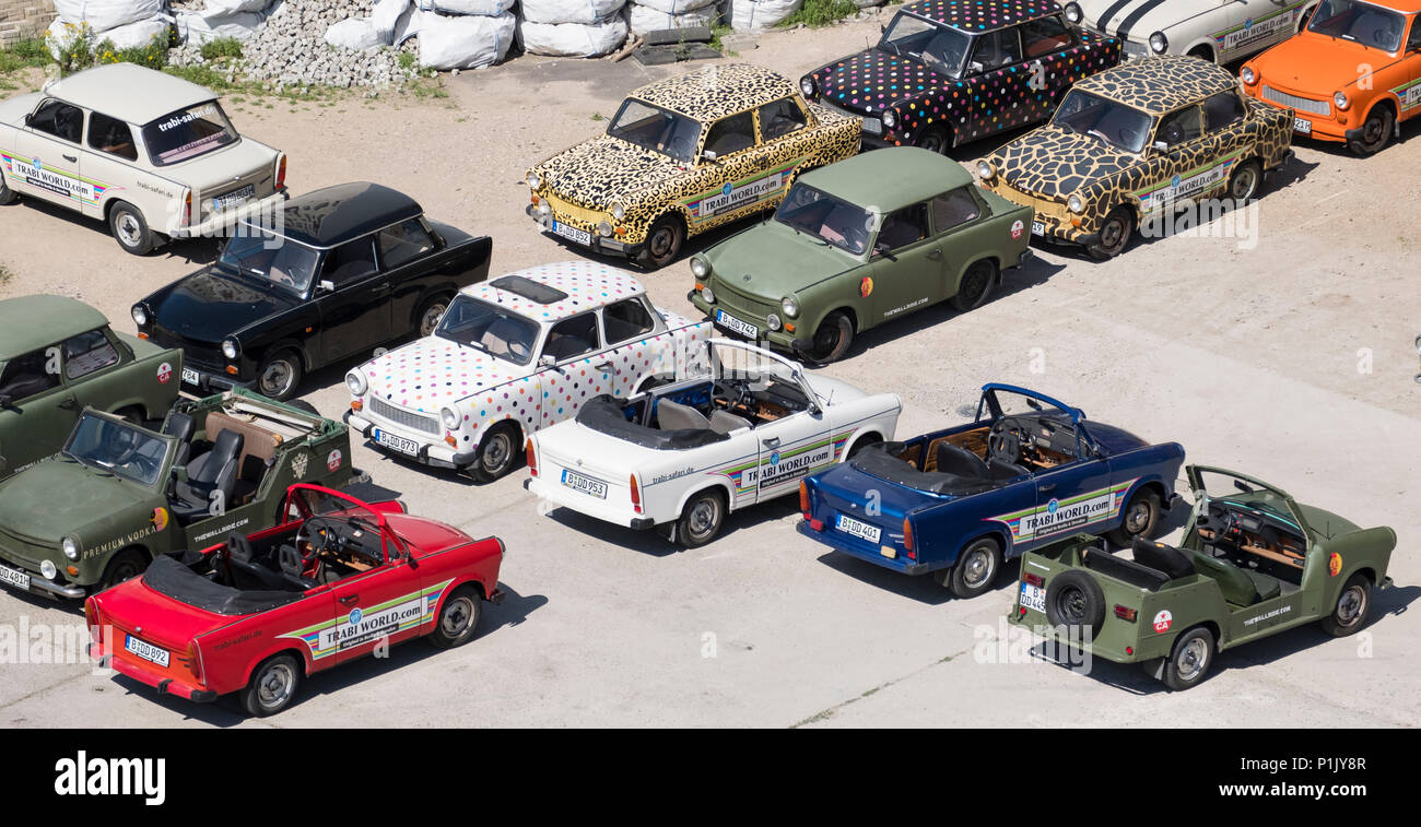 Trabant cars of the Trabi Safari parked in Berlin, Germany Stock Photo