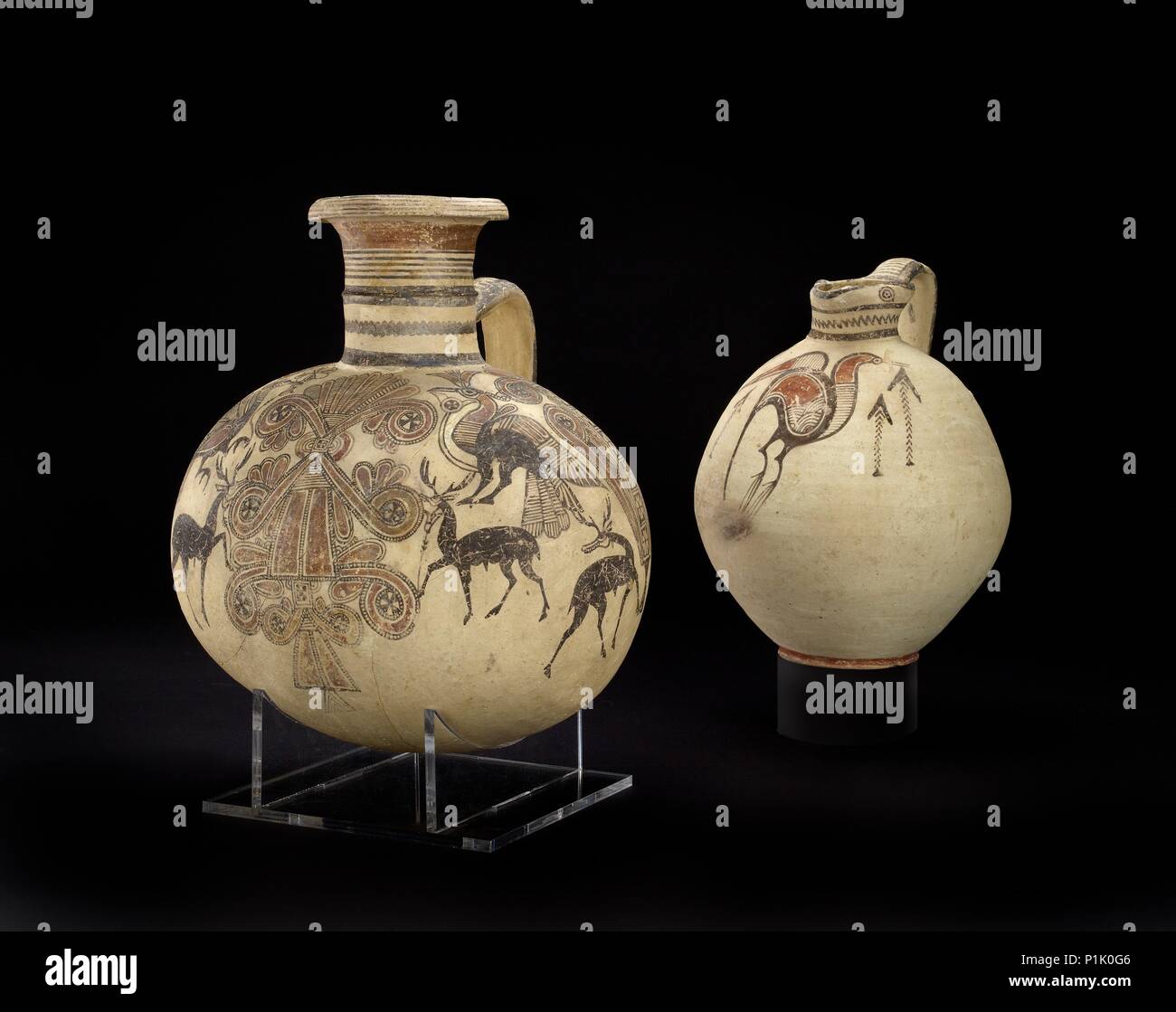 Bichrome IV barrel-shaped Cypro-Phoenician jug, Cypro-Archaic I Period, c750 - c600 BC) Artist: Unknown. Stock Photo