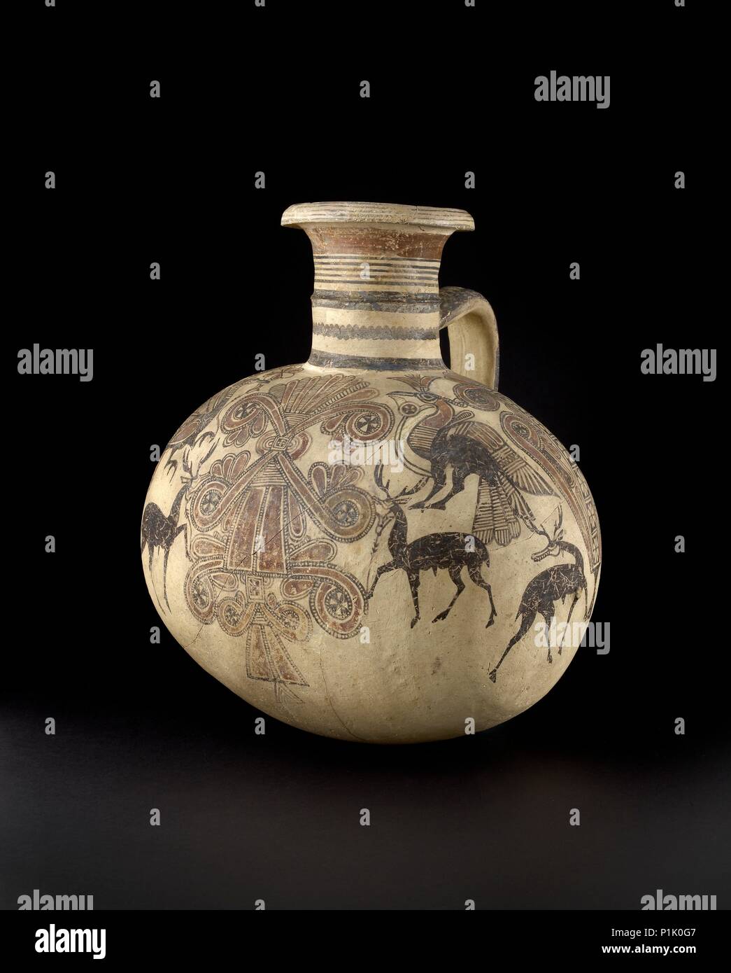 Bichrome IV barrel-shaped Cypro-Phoenician jug, Cypro-Archaic I Period, c750 - c600BC. Artist: Unknown. Stock Photo