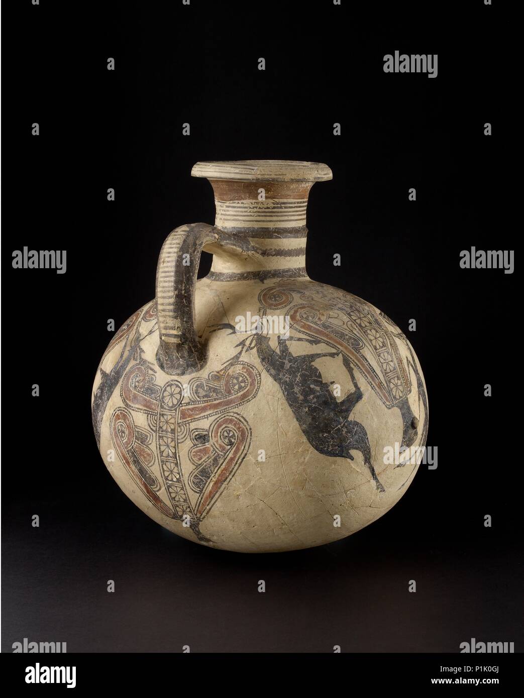 Bichrome IV barrel-shaped Cypro-Phoenician jug, Cypro-Archaic I Period , c750 -c600 BC. Artist: Unknown. Stock Photo