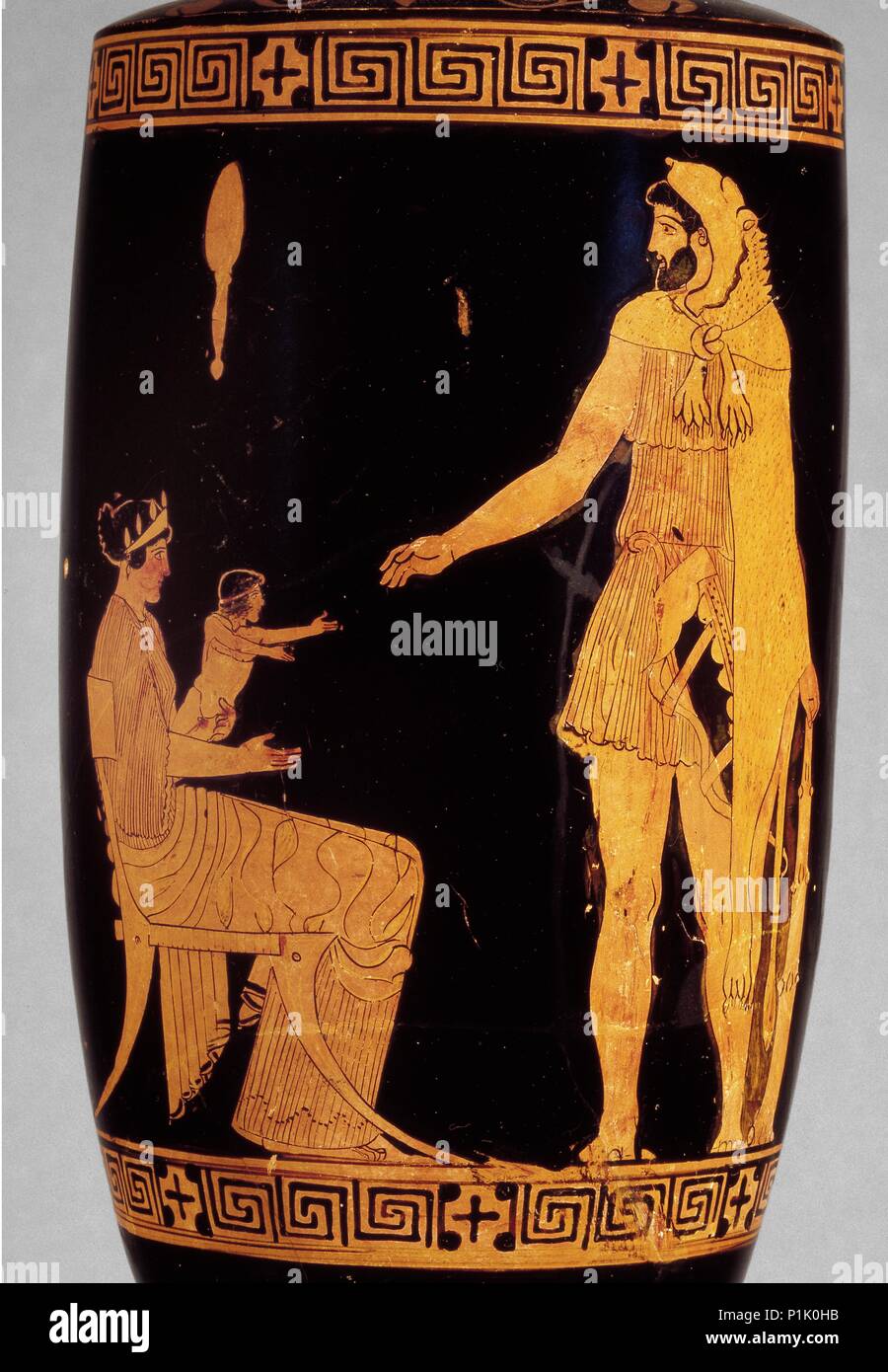 Attic red-figure lekythos with image of Heracles, Dianeira and Hyllos, 5th century BC. Artist: Villa Giulia Painter. Stock Photo