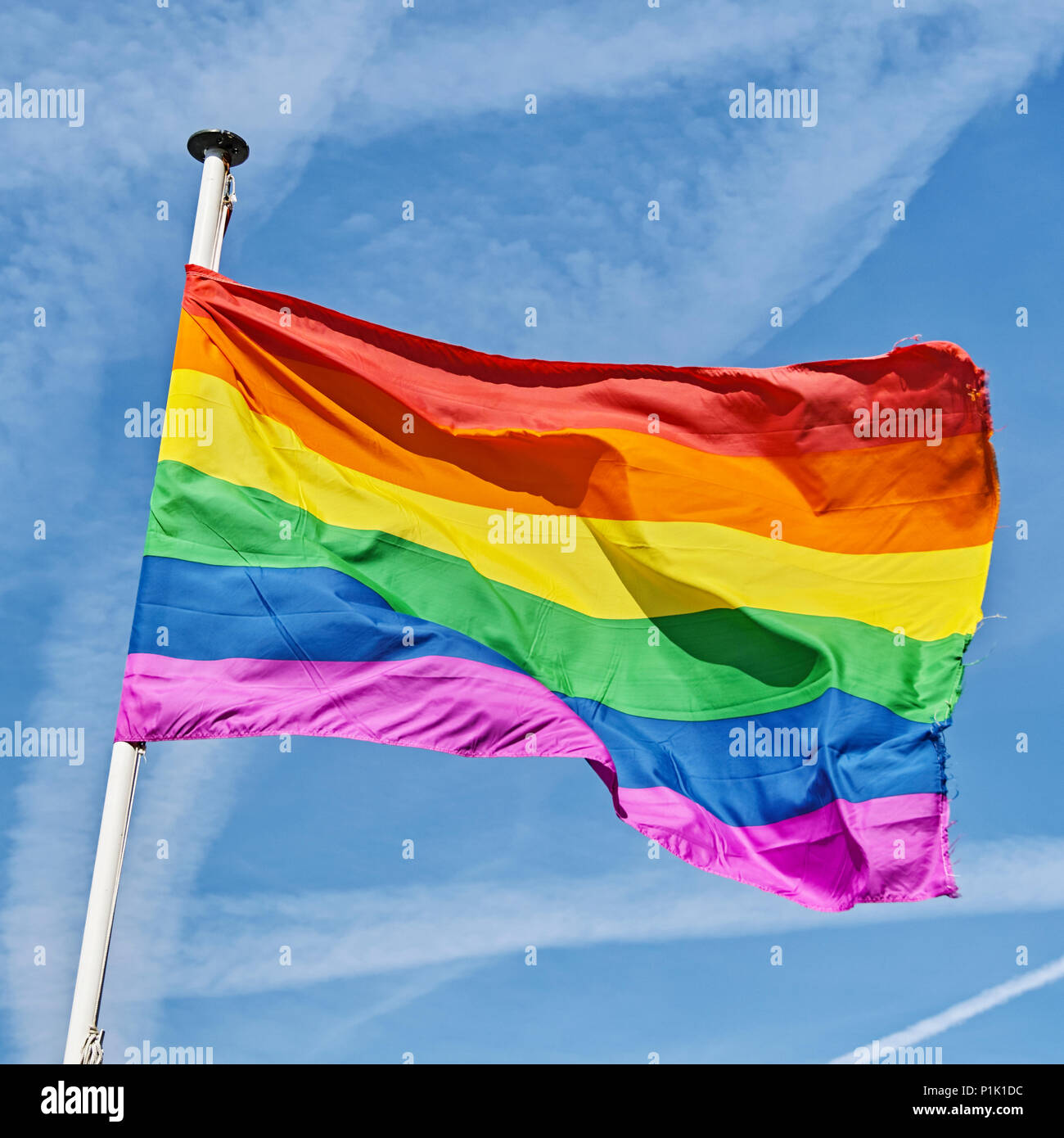 Gay rainbow flag Stock Photo