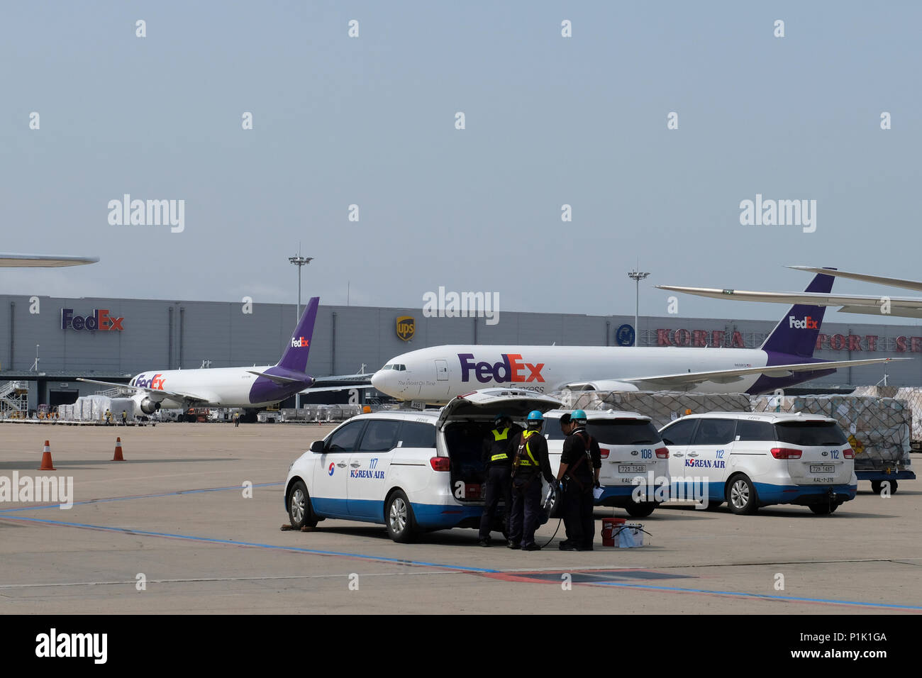 FedEx cargo planes parked on the tarmac at the cargo terminal in Incheon International Airport sometimes referred to as Seoul–Incheon International Airport the largest airport in South Korea located west of the city of Incheon Stock Photo