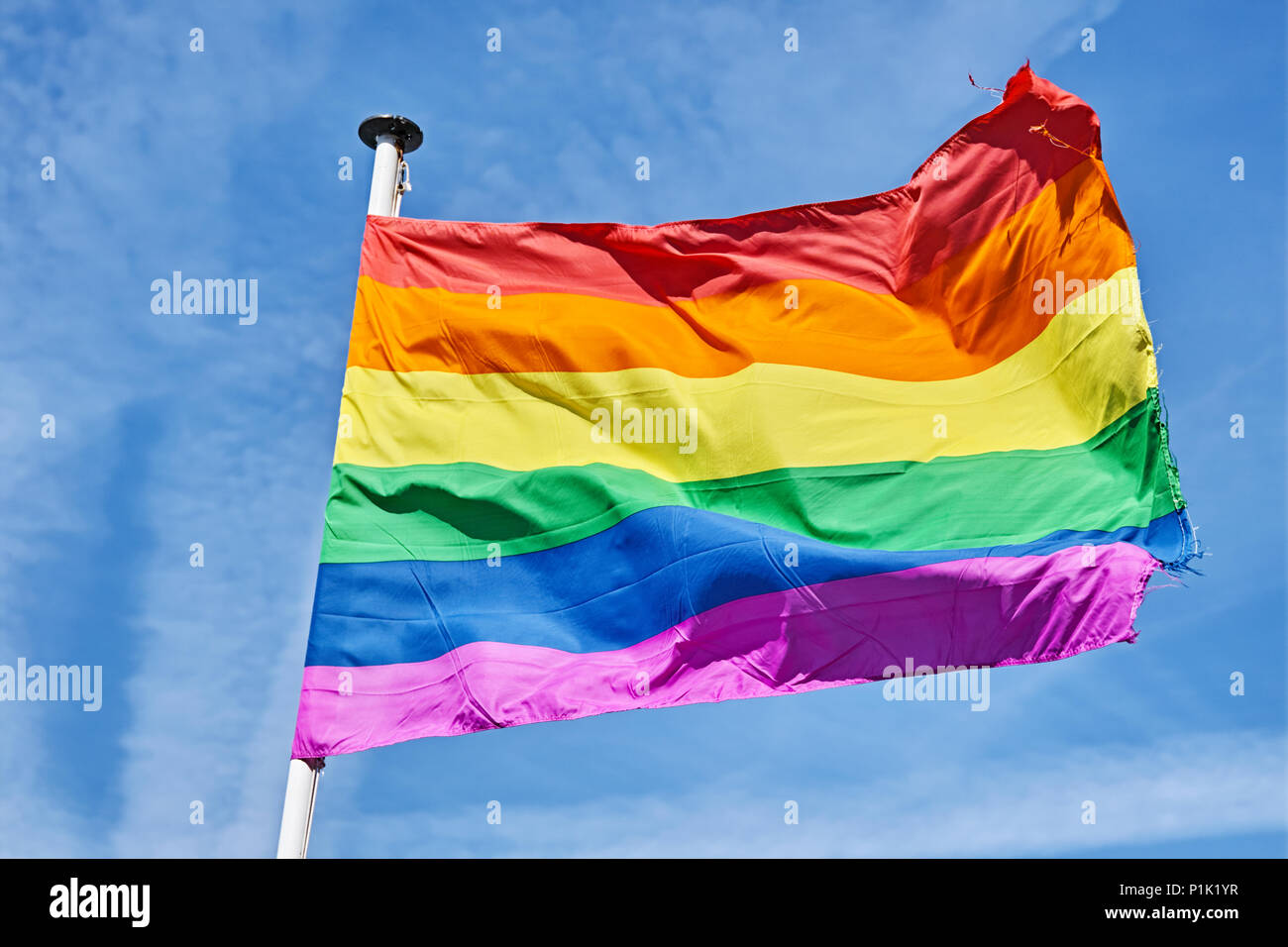Gay rainbow flag Stock Photo